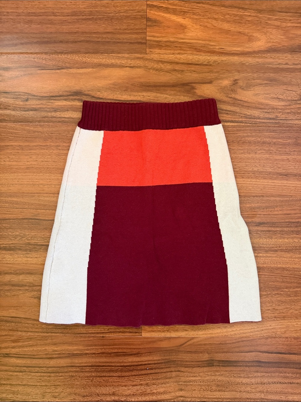 Urban Outfitters Burgundy, Orange & Cream Colorblock Knit Pencil Skirt